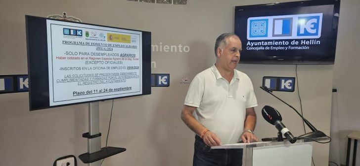 El Ayuntamiento de Hellín contratará a 117 desempleados que hayan cotizado en el régimen agrario