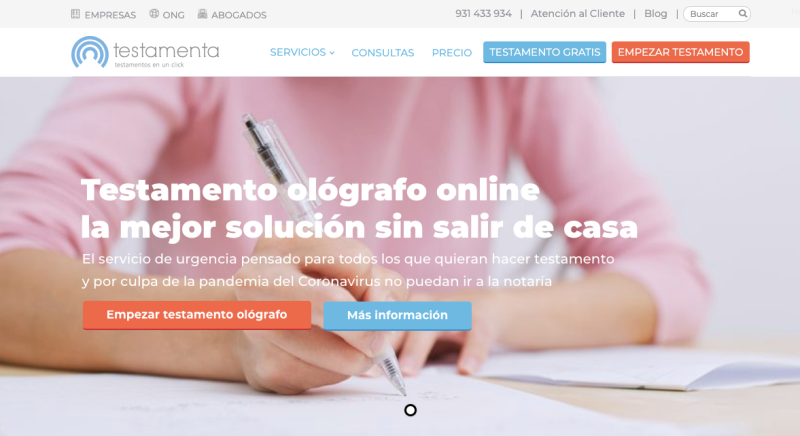 Testamenta lanza un servicio online para redactar testamento ológrafo compatible con el estado de alarma