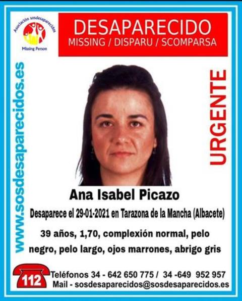 La Guardia Civil pide ayuda para encontrar a Ana Isabel Picazo, una mujer de 39 años desaparecida en Tarazona de la Mancha