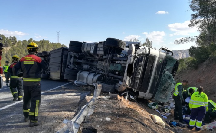 Imagen del accidente ocurrido en Minglanilla (Cuenca)