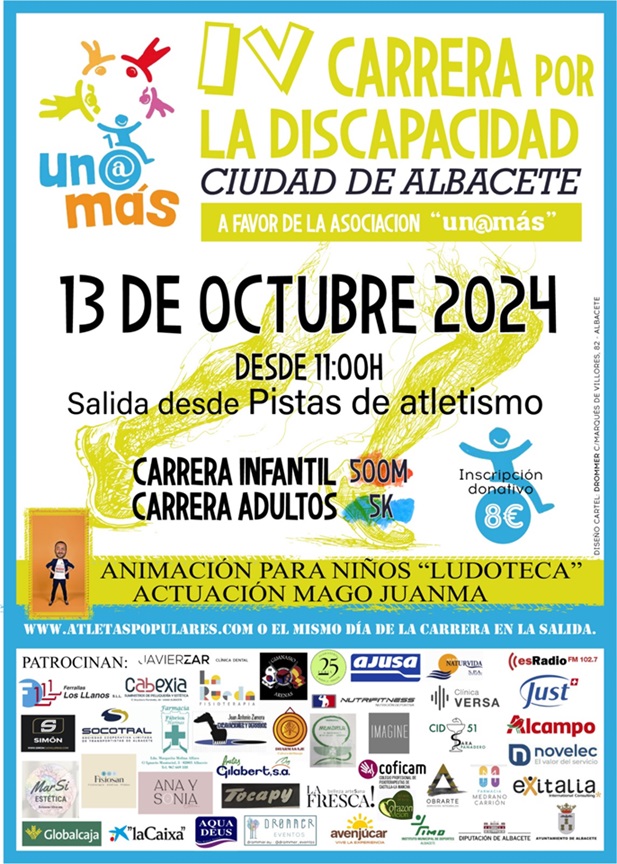 La Asociación UN@MÁS organiza la IV Carrera por la Discapacidad “Ciudad de Albacete”