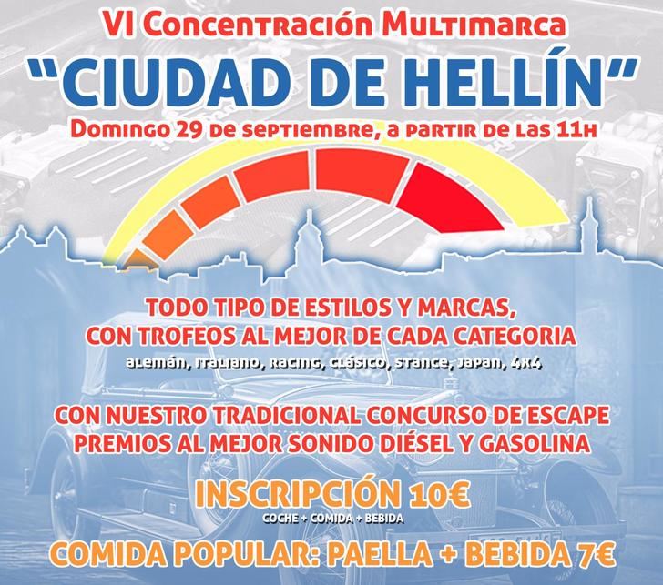 La VI Concentración de coches Multimarca de la Hermandad del Descendimiento se celebra en Hellín el domingo 29