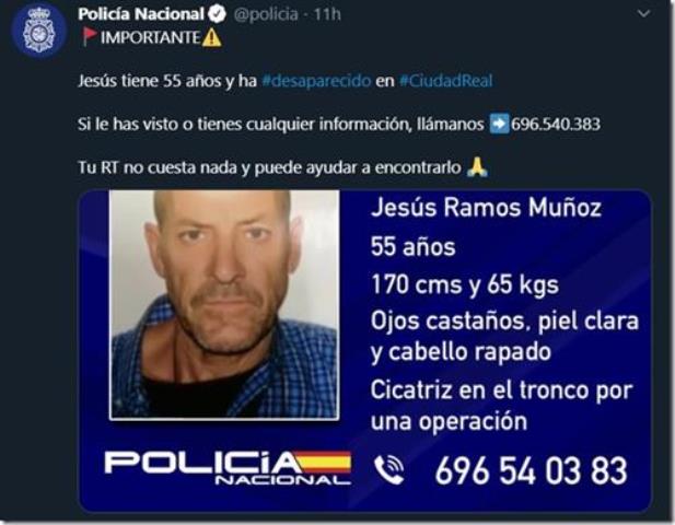 La Policía investiga la extraña desaparición de José Ramos Muñoz, un hombre de 55 años, en Ciudad Real desde hace un mes y medio