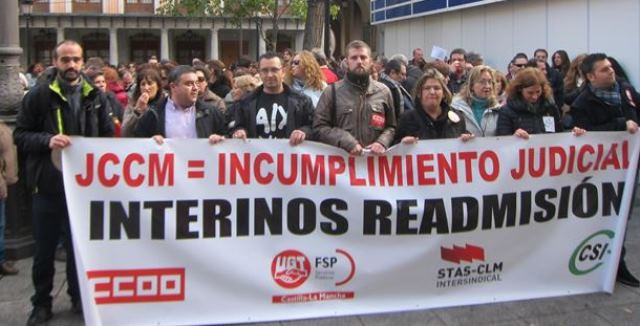 Los interinos de Castilla-La Mancha exigen a Junta que 'dé la cara' y no los enfrente con los opositores